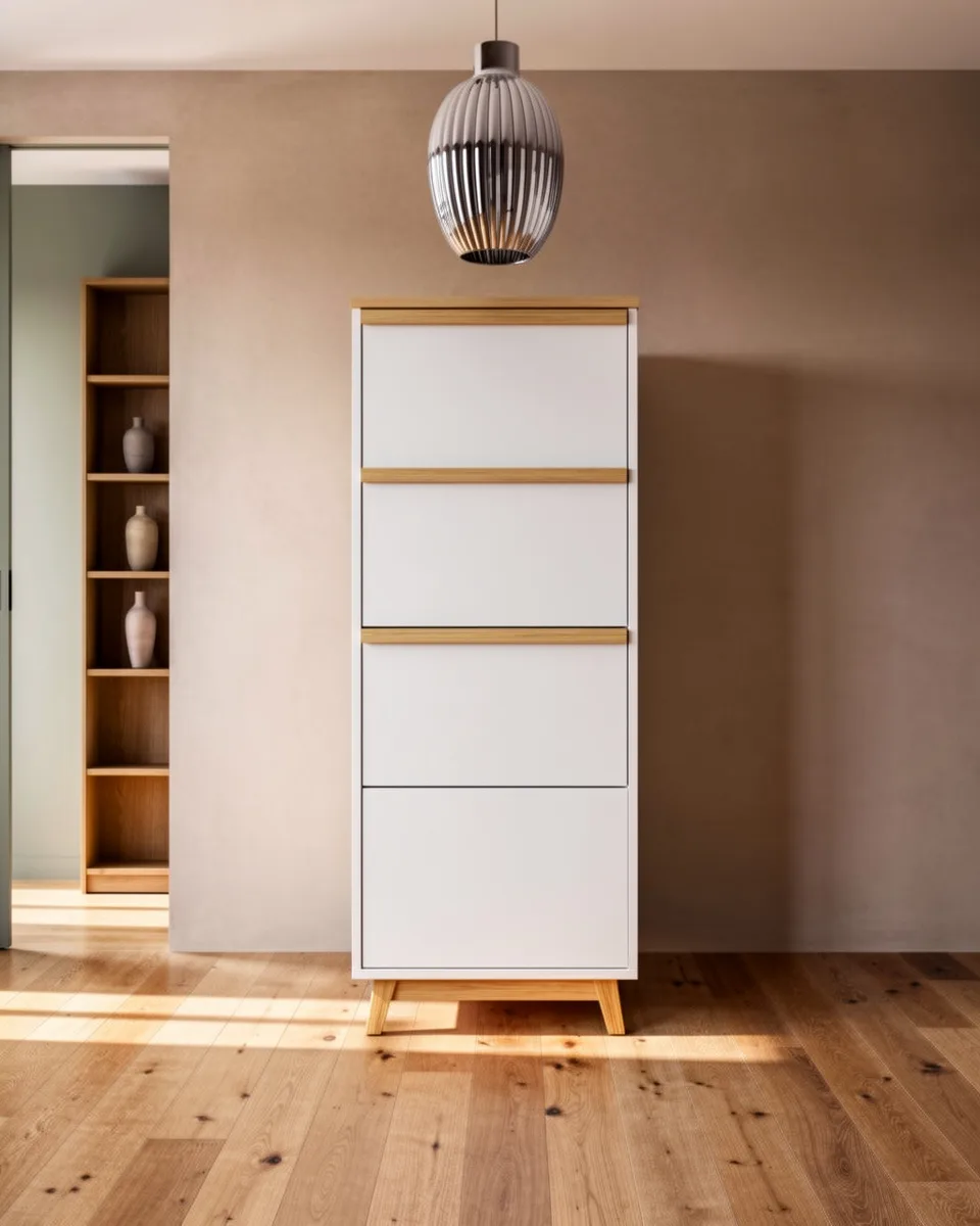 Iselin Shoe Cabinet, Oak & White