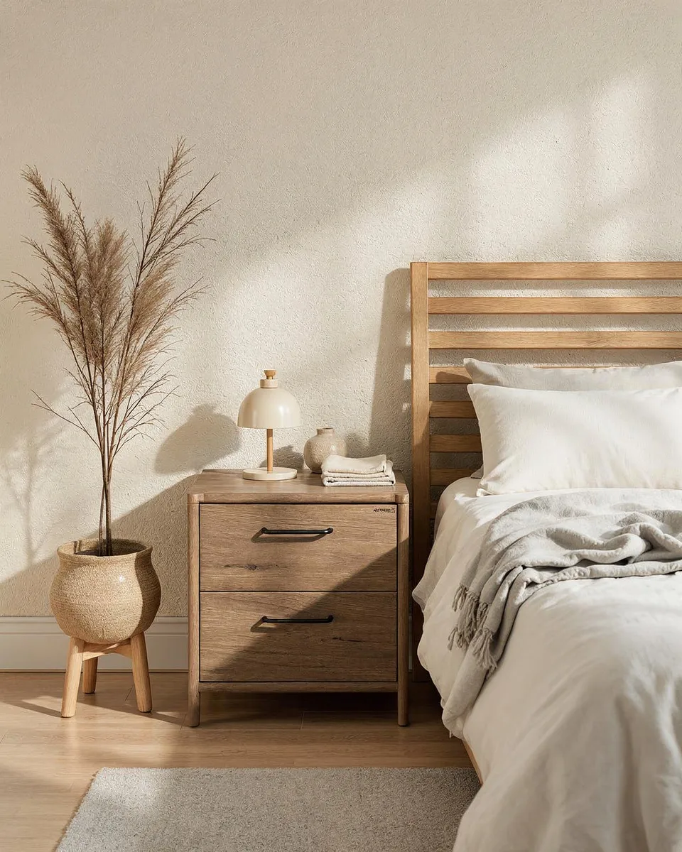 Væla Bedside Table, Grey Oak