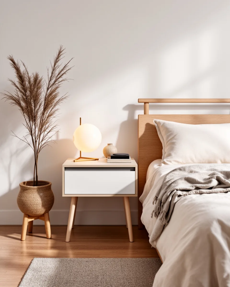 Körte bedside table, Oak & White